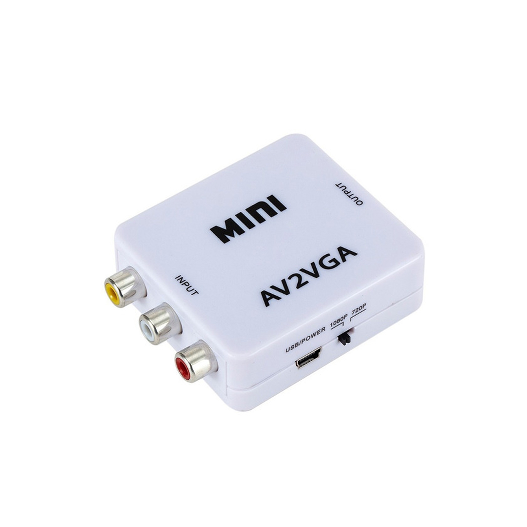 (500) Convertidor rca a vga full hp 1080p  cajita azul