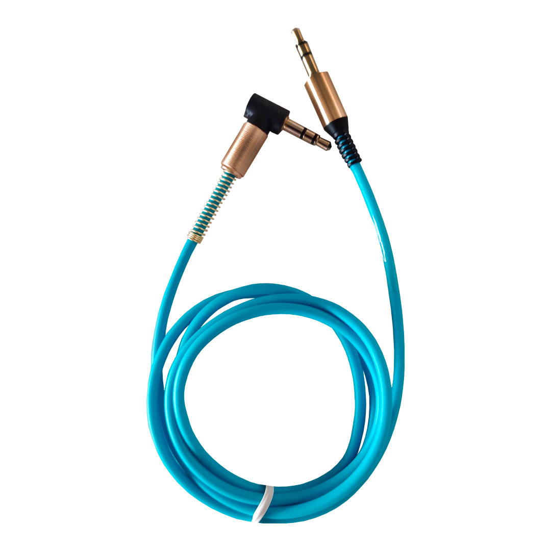 (975) Cable auxiliar 3.5 mm macho a macho con resorte 1mts