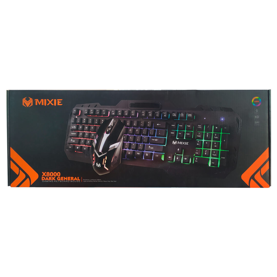 (728) Kit teclado y mouse usb gamer rgb mixie x8000