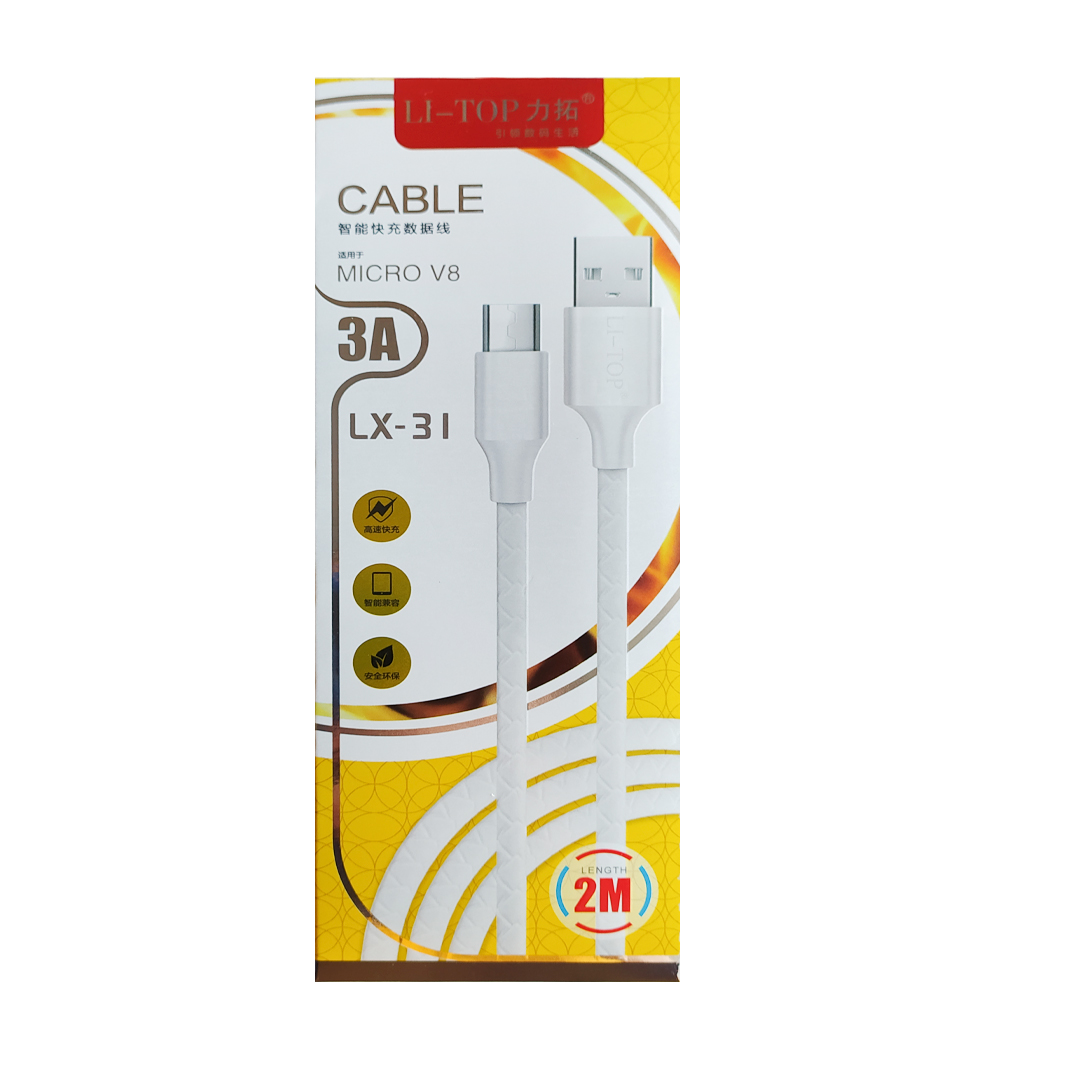 (1242) Cable  para celular USB Tipo A  marca litop LX-31 2mts 3A
