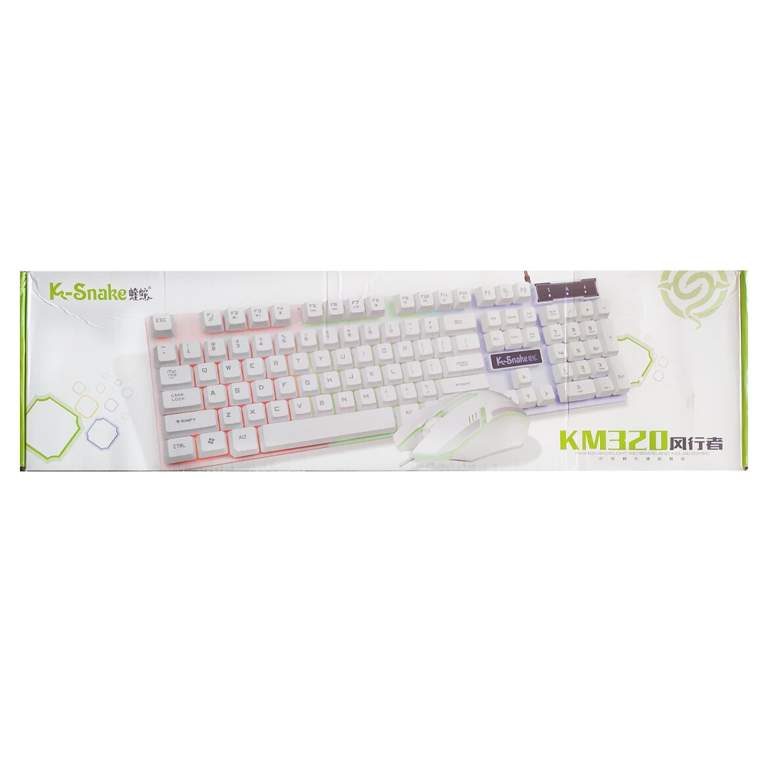 (1113) Kit teclado mouse  con luces naranja snake KM320