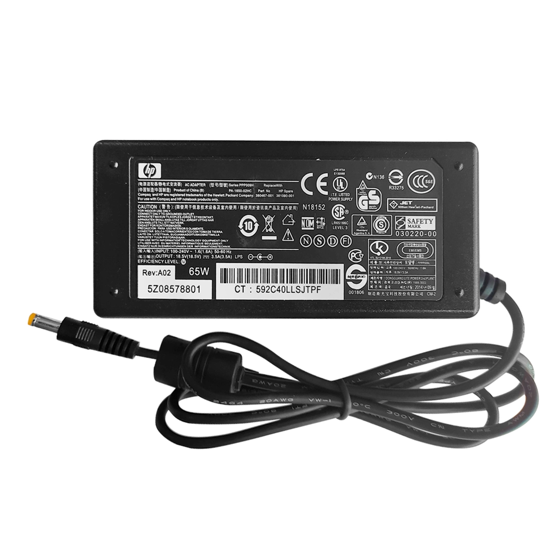 (860) Cargador de laptop Hp  18.5V 3,5A 4.8X1.7mm punta amarilla