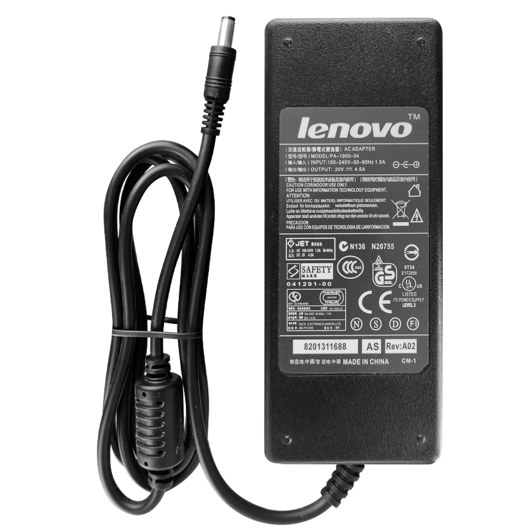 (749) Cargador de laptop lenovo 20v 4.5a 5.5x2.5mm
