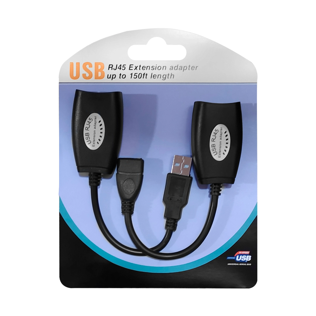 (1199) Adaptador extensor de usb 2.0 macho y hembra a rj45 par  50 mts