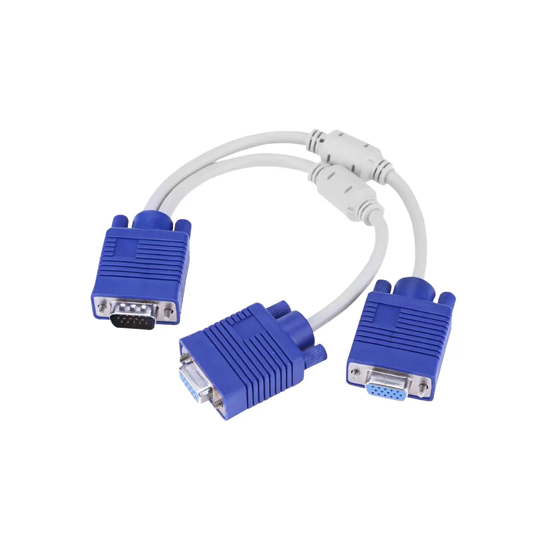 (350) Cable splitter vga 1 macho y 2 hembra grueso profesional