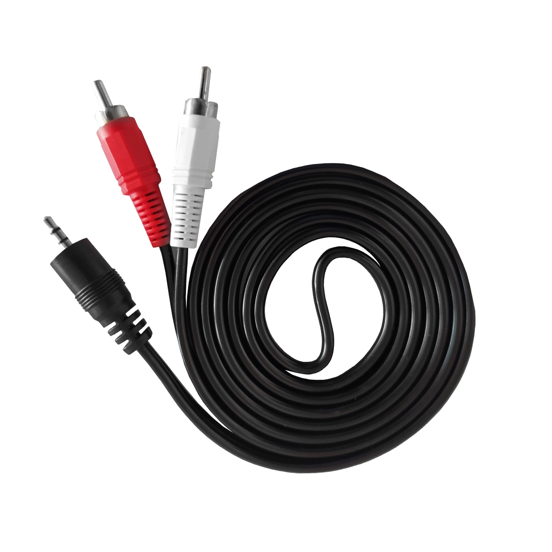 (1008) Cable mini plus 3.5MM a RCA macho estereo punta dorada 5 metros