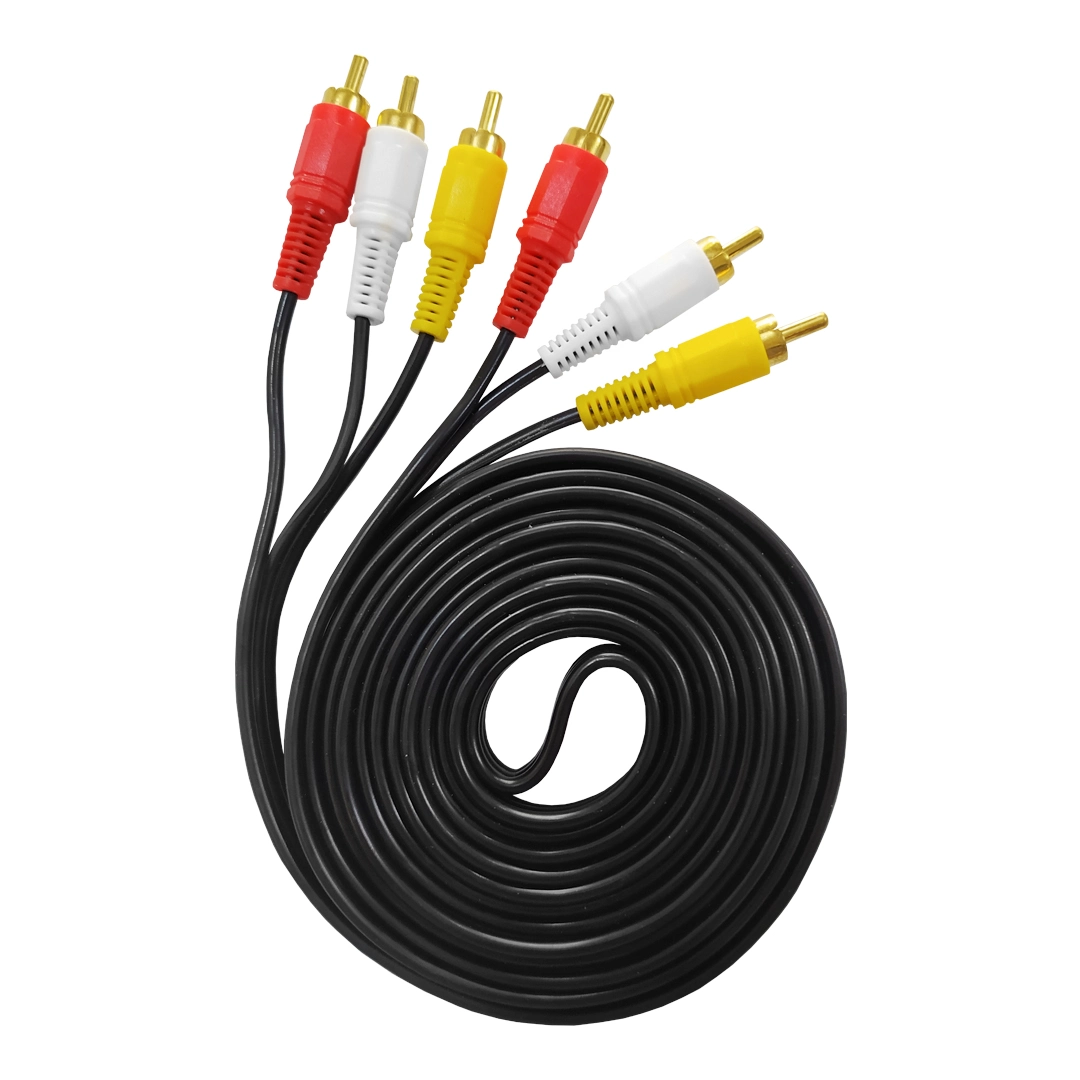 (930) Cable 3rca 3 metros punta dorado