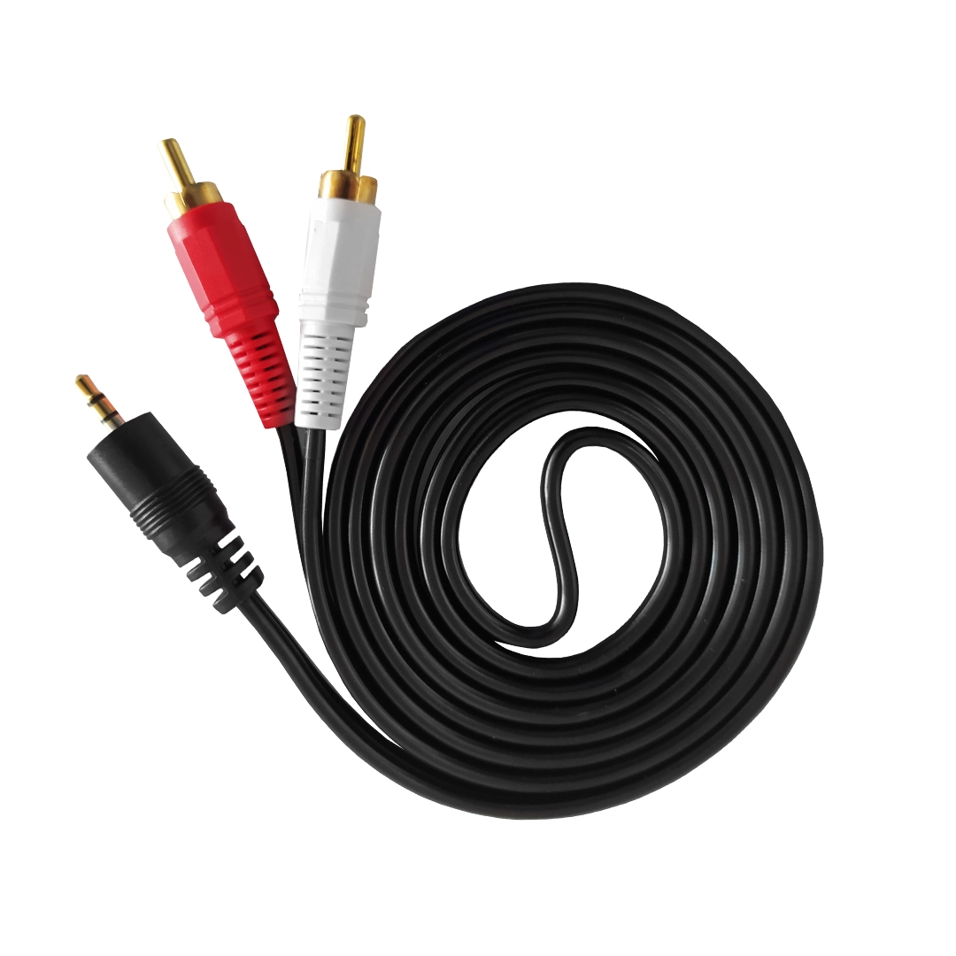 (1009) Cable mini plus 3.5MM a RCA macho estereo punta dorada 3 metros