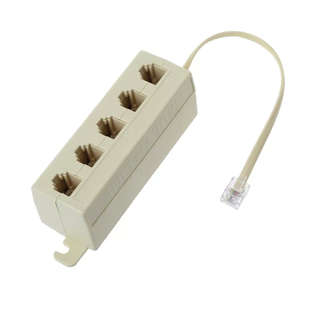 (1845)  Adaptador rj11 de 1 entrada macho a 5 salidas hembras