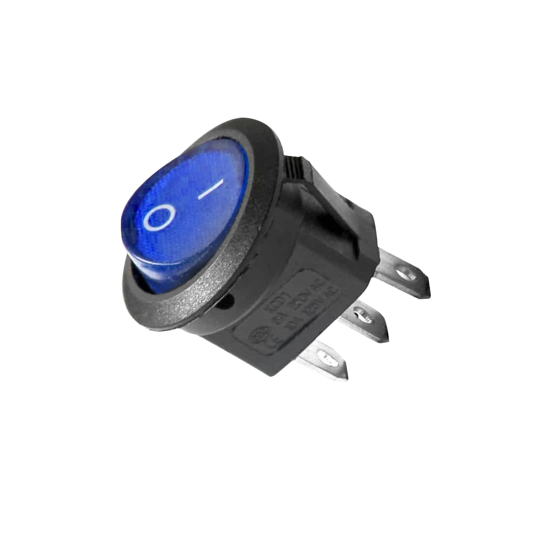 (2347) Pulsador interruptor 3 pines azul con luz