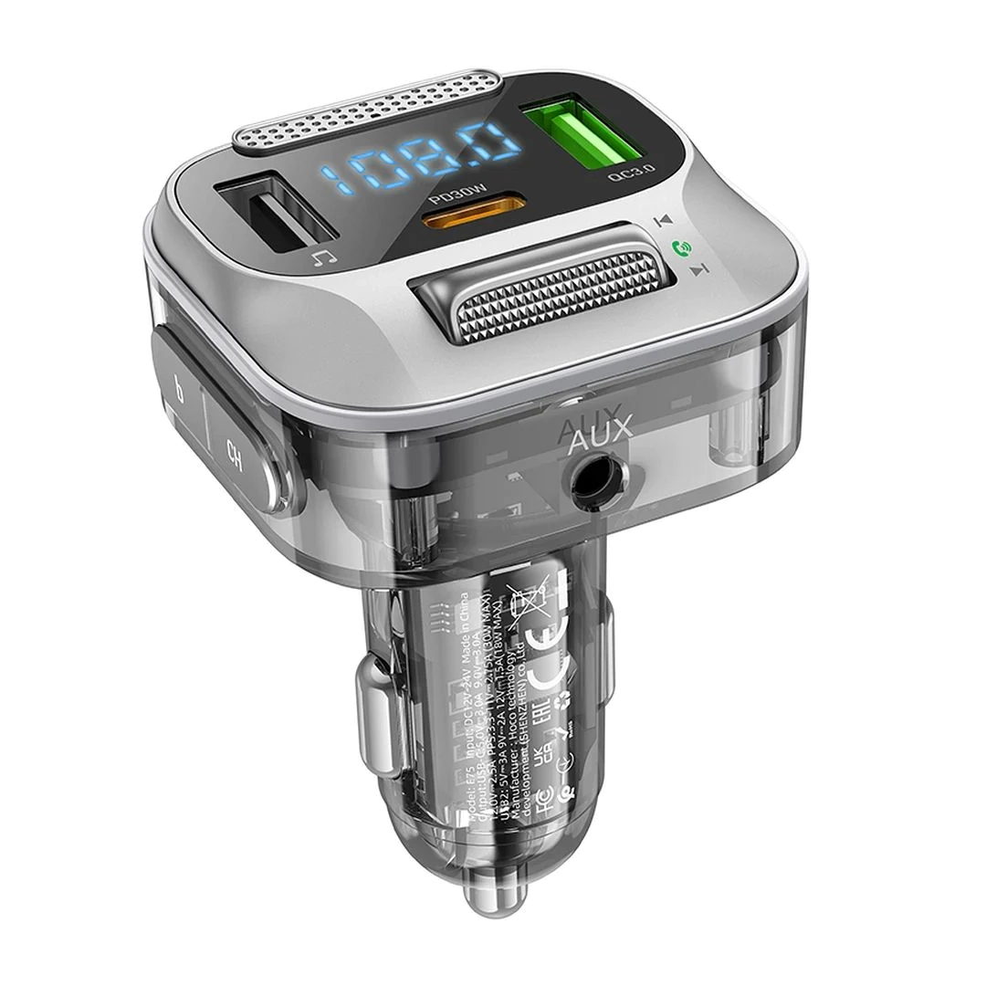 (2706) Adaptador bluetooth  y cargador para carro Hoco e75