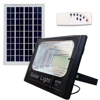 (2818) Reflector led recargable con panel solar 60w control remoto fotocelula
