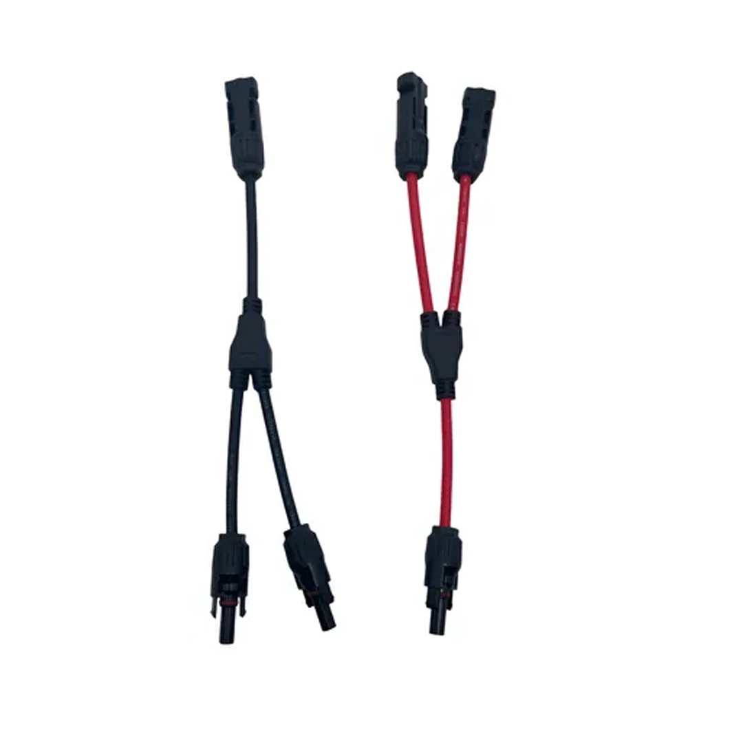 (3348) Cable y mc4 por par 2 machos 1 hembra / 1 macho 2 hembras rojo y negro