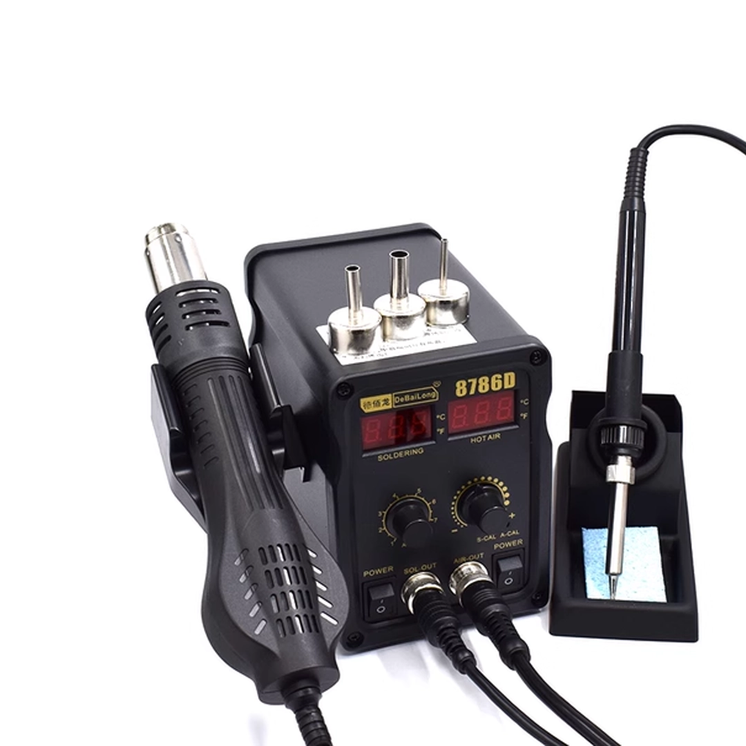 (3452) Kit estacion de calor y soldadura digital 2 en 1 110v 8786d