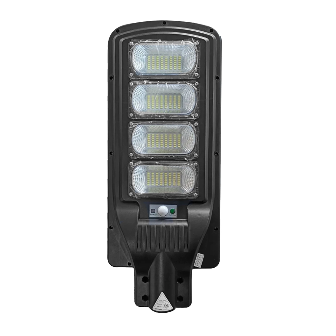 (3469) Lampara solar led de poste con panel incorporado recargable 200w c/sensor movimiento control sen200wg