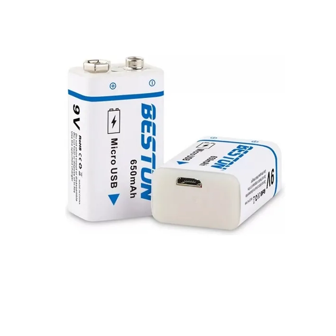 (3519) Pila bateria 9v bestion litio recargable por usb 650mah