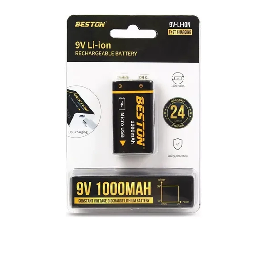 (3520) Pila bateria 9v bestion litio recargable por usb 1000mah
