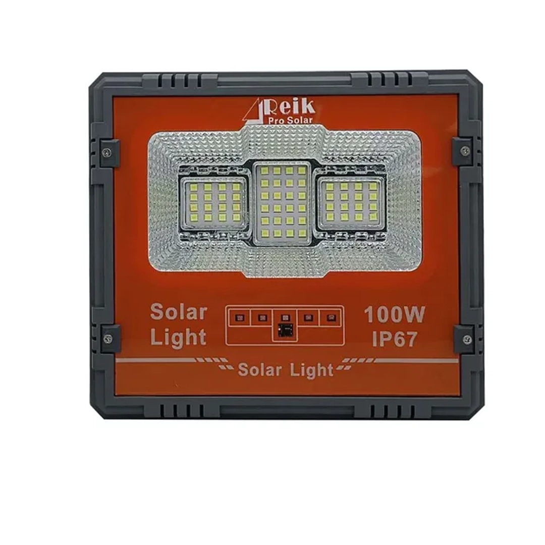 (3539) Reflector led recargable con panel solar 100w naranja wj-100w