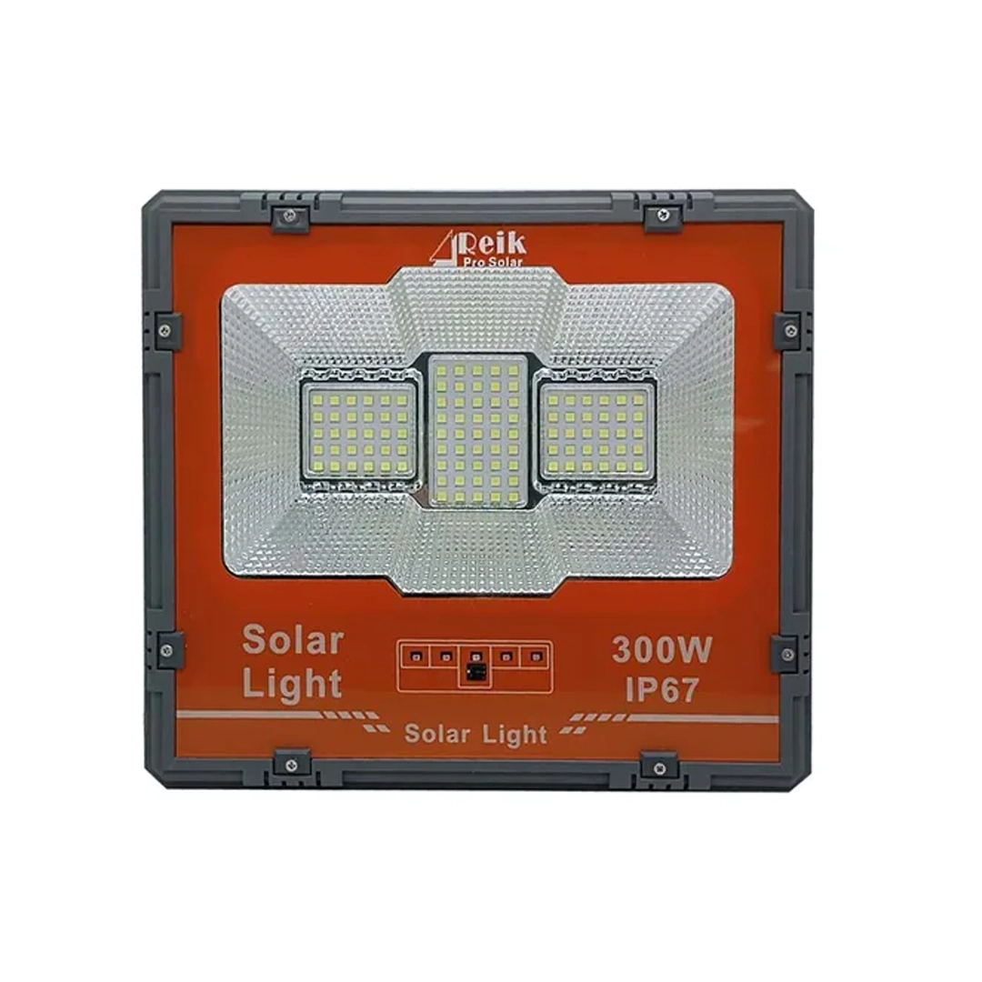 (3541) Reflector led recargable con panel solar 300w naranja wj-300w